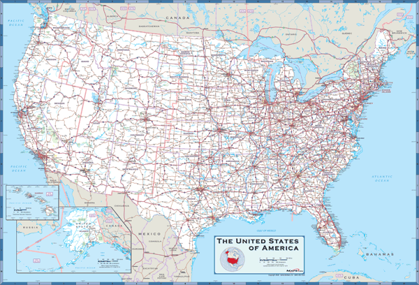 USA Highway Wall Map