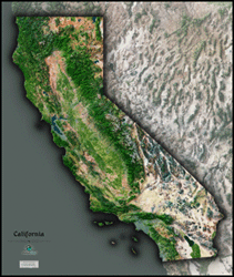 California Satellite Wall Map