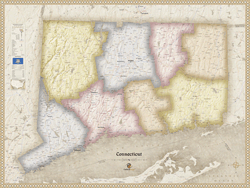 Connecticut Antique Wall Map