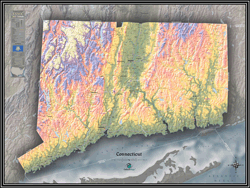 Connecticut Physical Wall Map