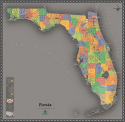 Florida Contemporary Wall Map