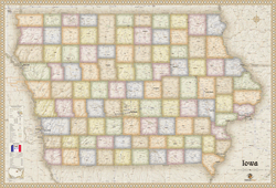 Iowa Antique Wall Map