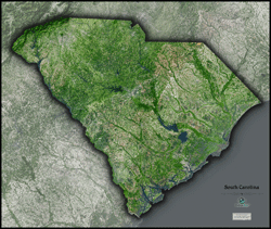 South Carolina Satellite Wall Map