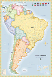 South America Political Wall Map