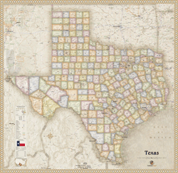 Texas Antique Wall Map