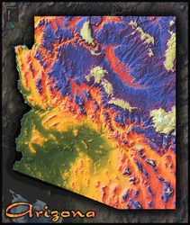 Arizona Topo Wall Map