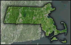 Massachusetts Satellite Wall Map
