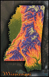 Mississippi Topo Wall Map