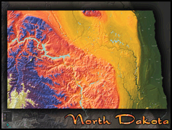 North Dakota Topo Wall Map