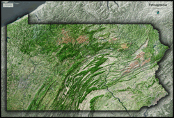 Pennsylvania Satellite Wall Map