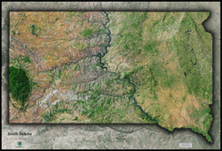 South Dakota Satellite Wall Map