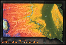 South Dakota Topo Wall Map
