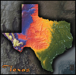 Texas Topo Wall Map