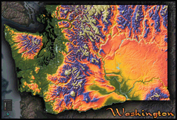 Washington Topo Wall Map