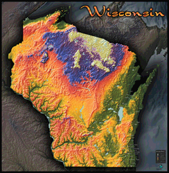 Wisconsin Topo Wall Map