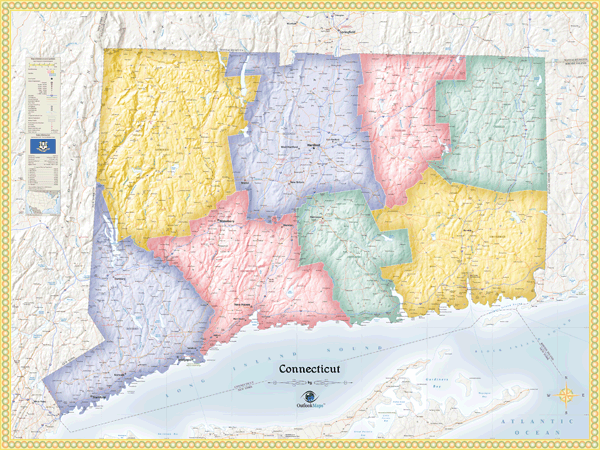 Connecticut Political Wall Map
