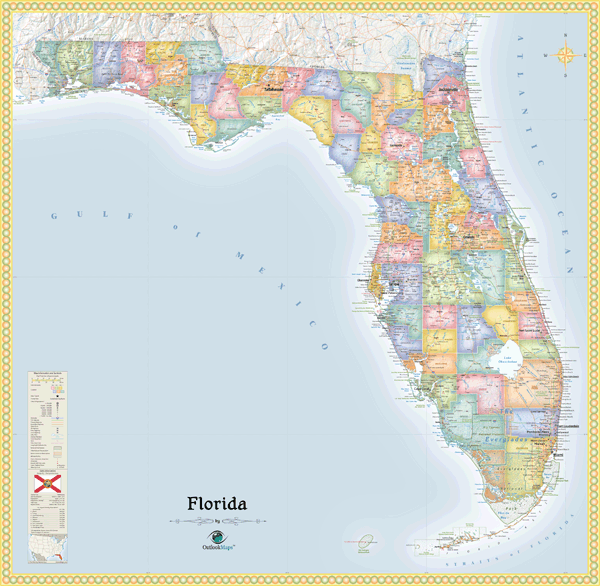 Florida Political Wall Map