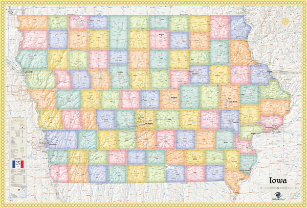 Iowa Political Wall Map