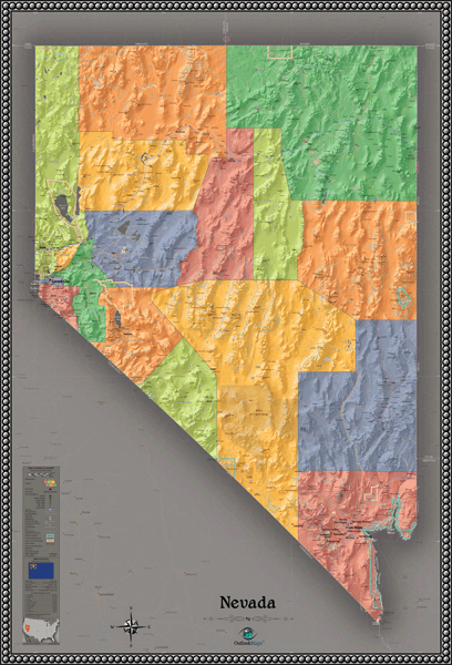 Nevada Contemporary Wall Map