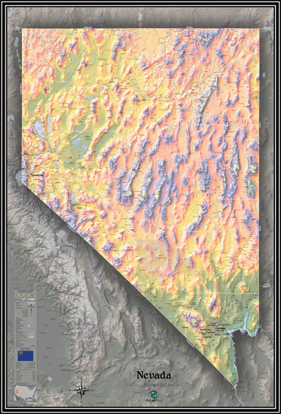 Nevada Physical Wall Map