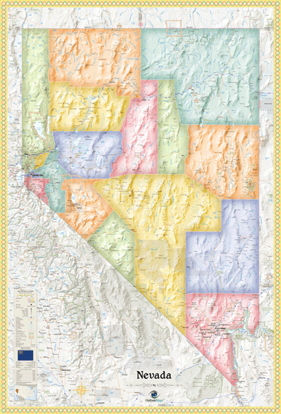 Nevada Political Wall Map