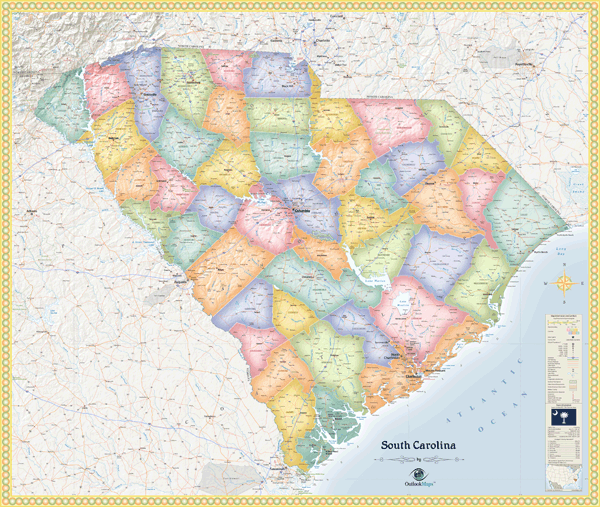 South Carolina Political Wall Map