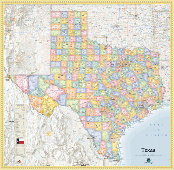 Texas Political Wall Map