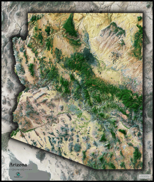 Arizona Satellite Wall Map