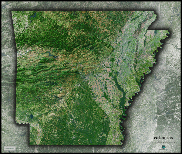Arkansas Satellite Wall Map