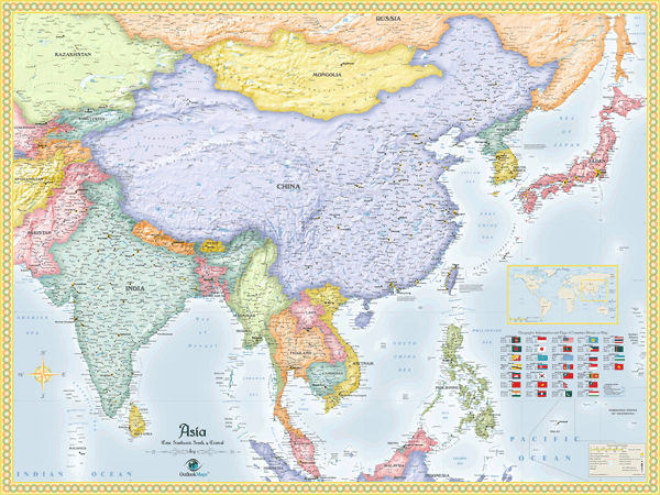 Asia Political Wall Map