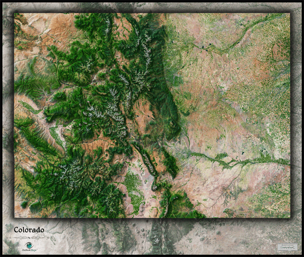 Colorado Satellite Wall Map