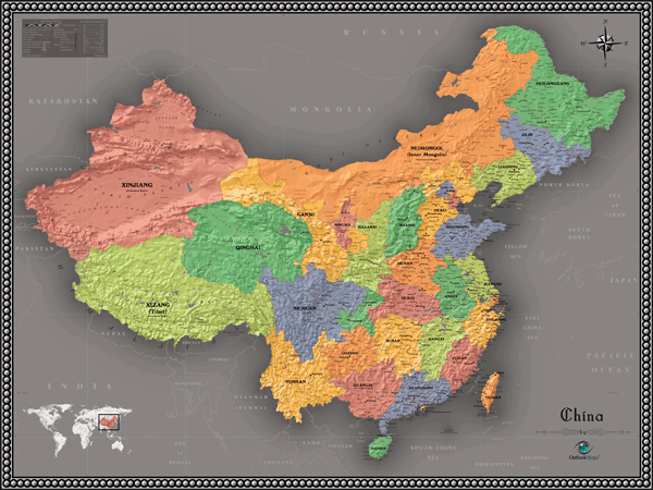 Contemporary China Wall Map