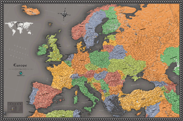 Contemporary Europe Wall Map By Outlook Maps