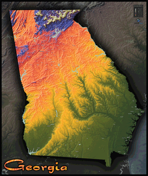 Georgia Topo Wall Map