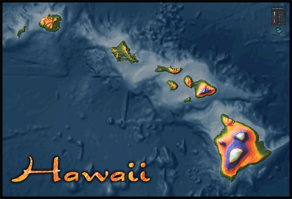 Hawaii Topo Wall Map