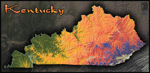 Kentucky Topo Wall Map