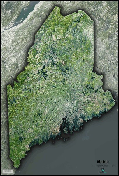 Maine Satellite Wall Map