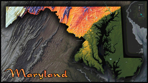 Maryland Topo Wall Map