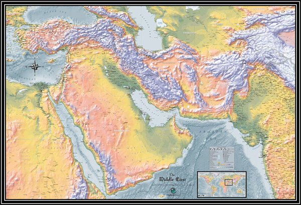 Middle East Physical Wall Map