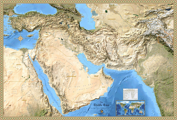 Middle East Satellite Wall Map