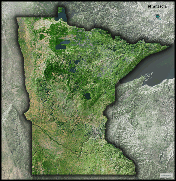 Minnesota Satellite Wall Map