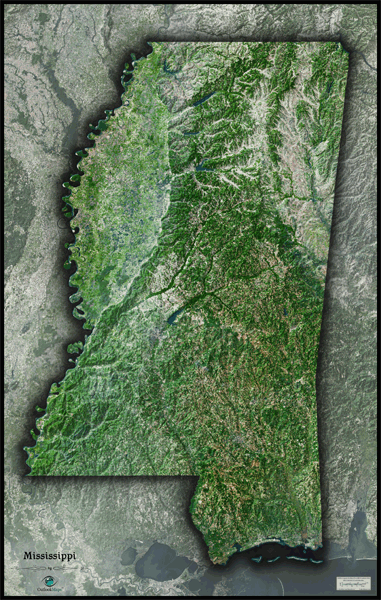 Mississippi Satellite Wall Map
