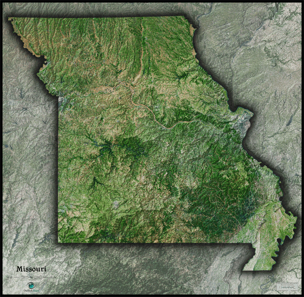 Missouri Satellite Wall Map by Outlook Maps - MapSales.com