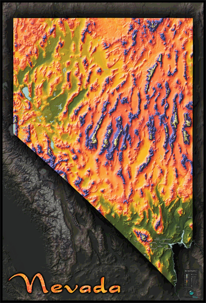 Nevada Topo Wall Map