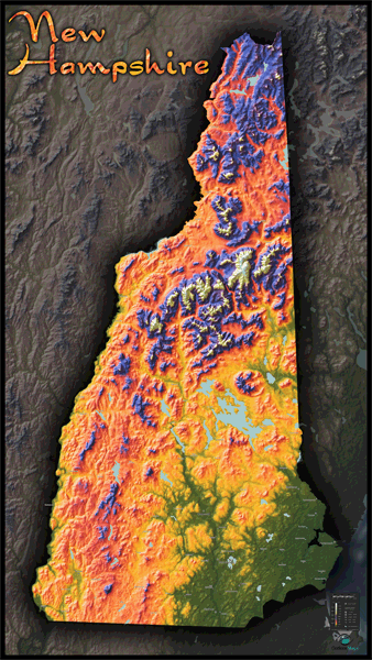 New Hampshire Topo Wall Map