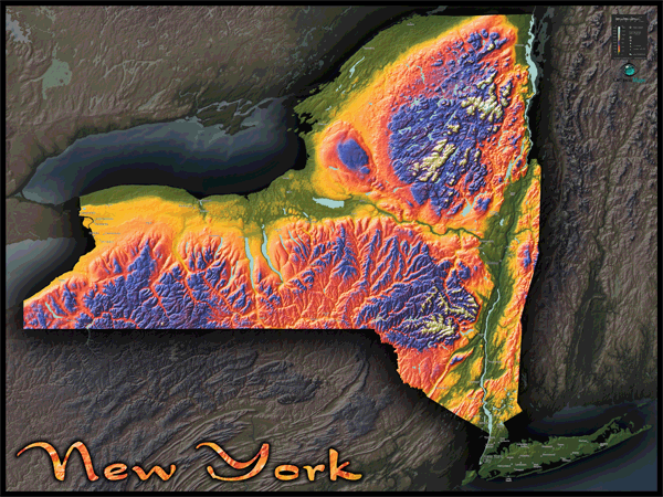 New York Topo Wall Map