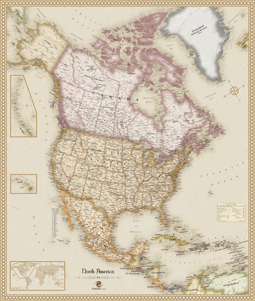 North America Antique Wall Map By Outlook Maps Mapsales