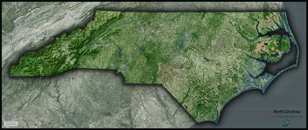 North Carolina Satellite Wall Map
