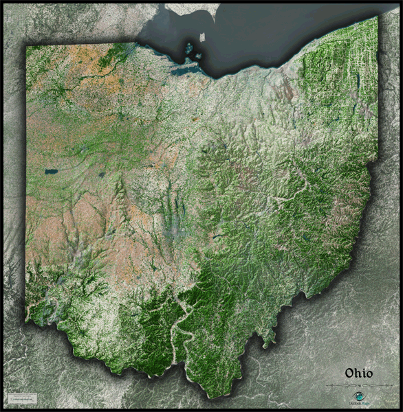 Ohio Satellite Wall Map