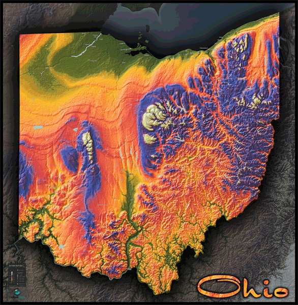 Ohio Topo Wall Map